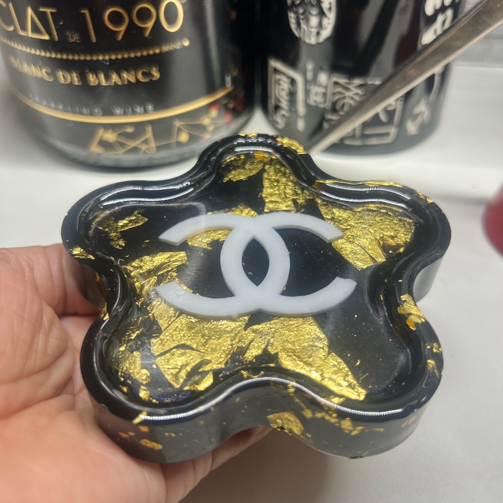 Black and Gold Accent Coaster, Ash Tray, or Jewelry Dish